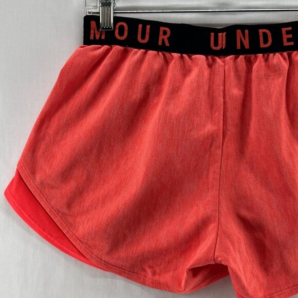 Under Armour Play Up 3.0 Shorts Womens S Activewear Running Elastic Waist Orange - Picture 6 of 10